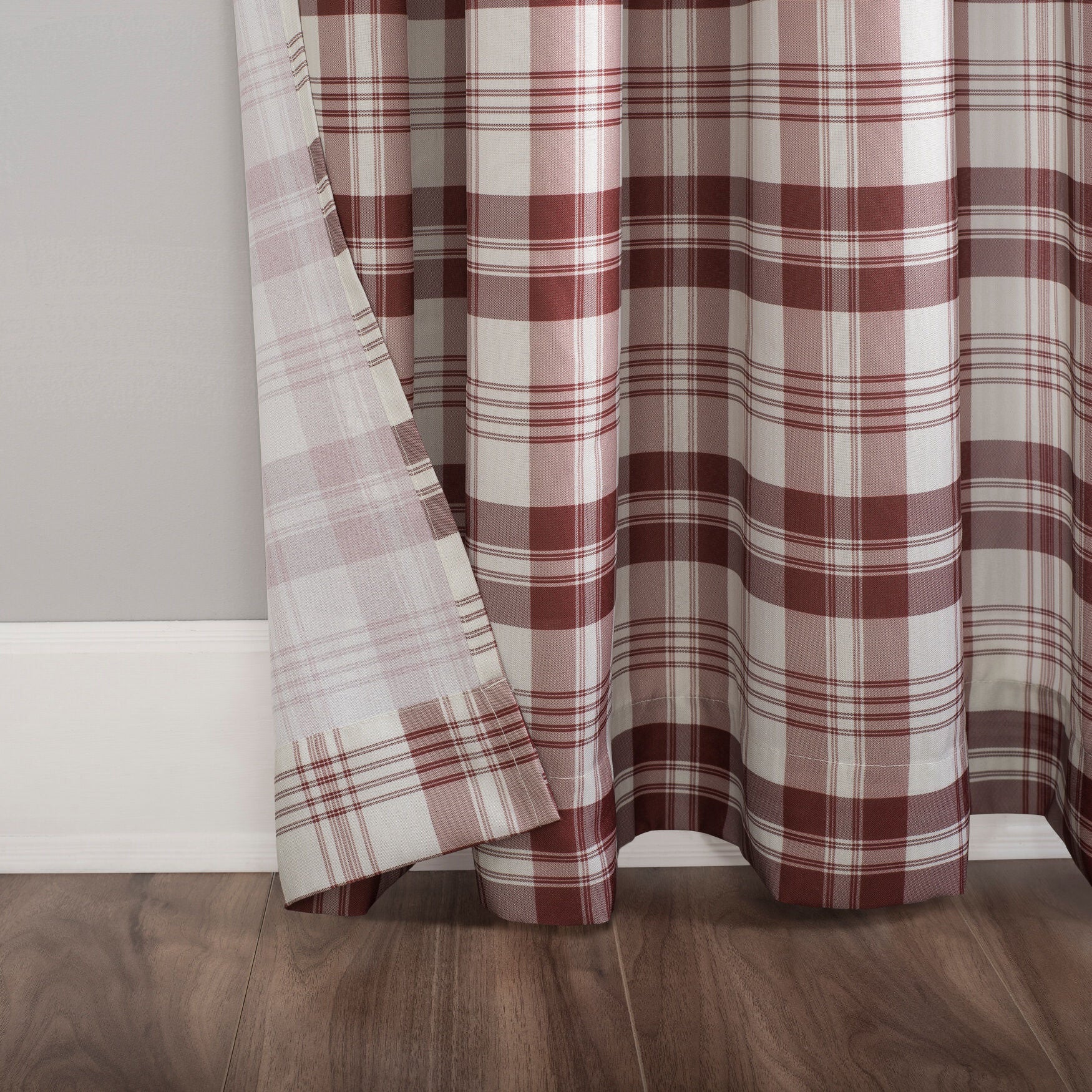 Plaid Semi-Sheer Tab Top Panel, , on-hover image number 1