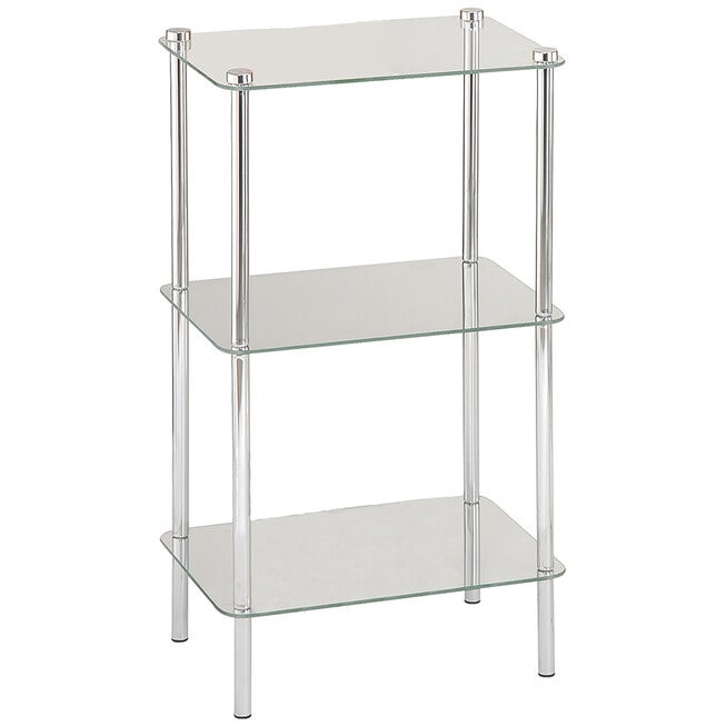 Home Basics 3 Tier Multi Use Rectangle Glass Corner Shelf Clear, , alternate image number null