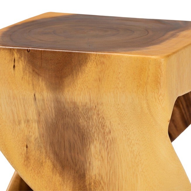 Rapha Hand-carved Suar Wood Side Table, NATURAL BROWN, alternate image number null