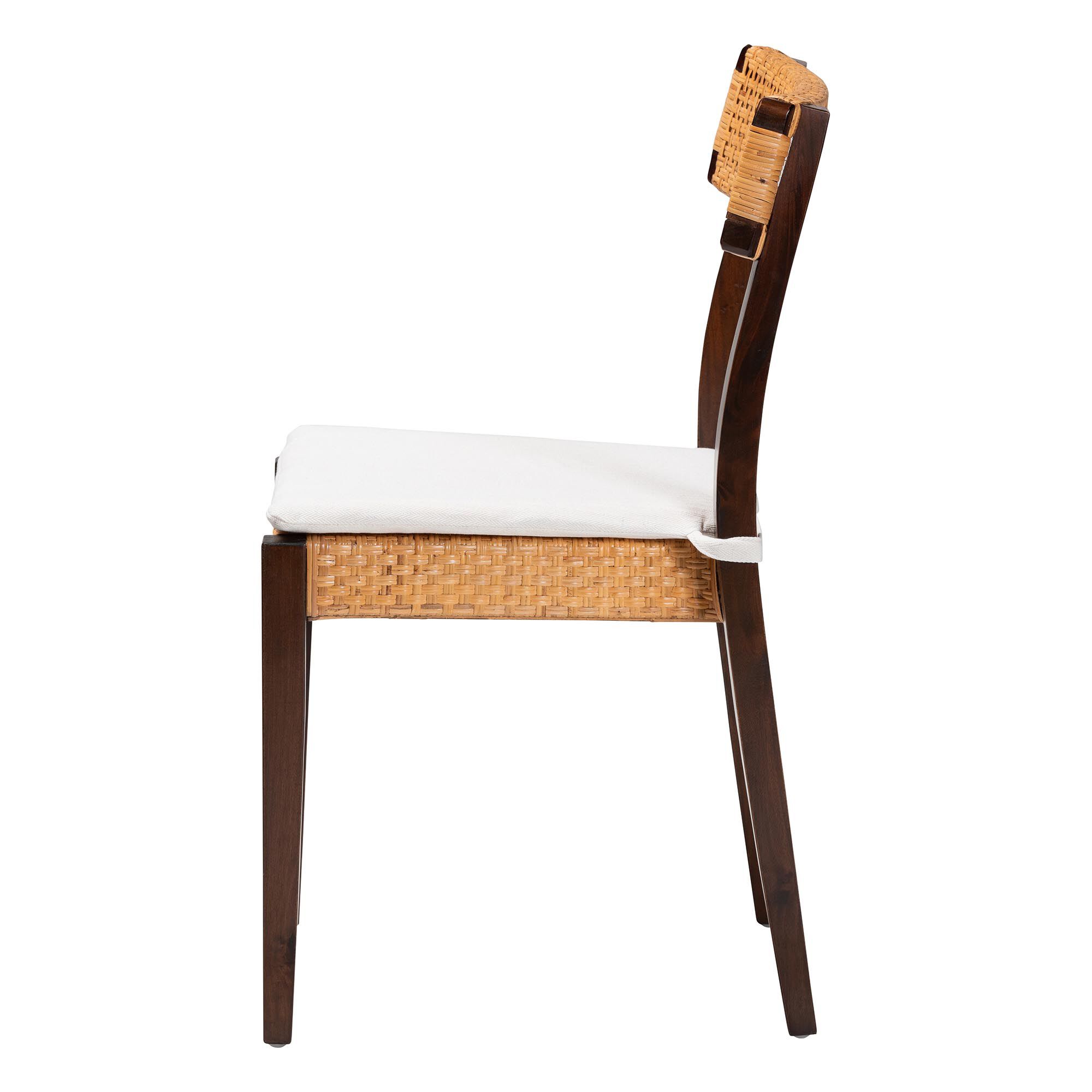 Zaila Bohemian Light Honey Rattan and Dark Brown Wood Dining Chair, HONEY, alternate image number 3