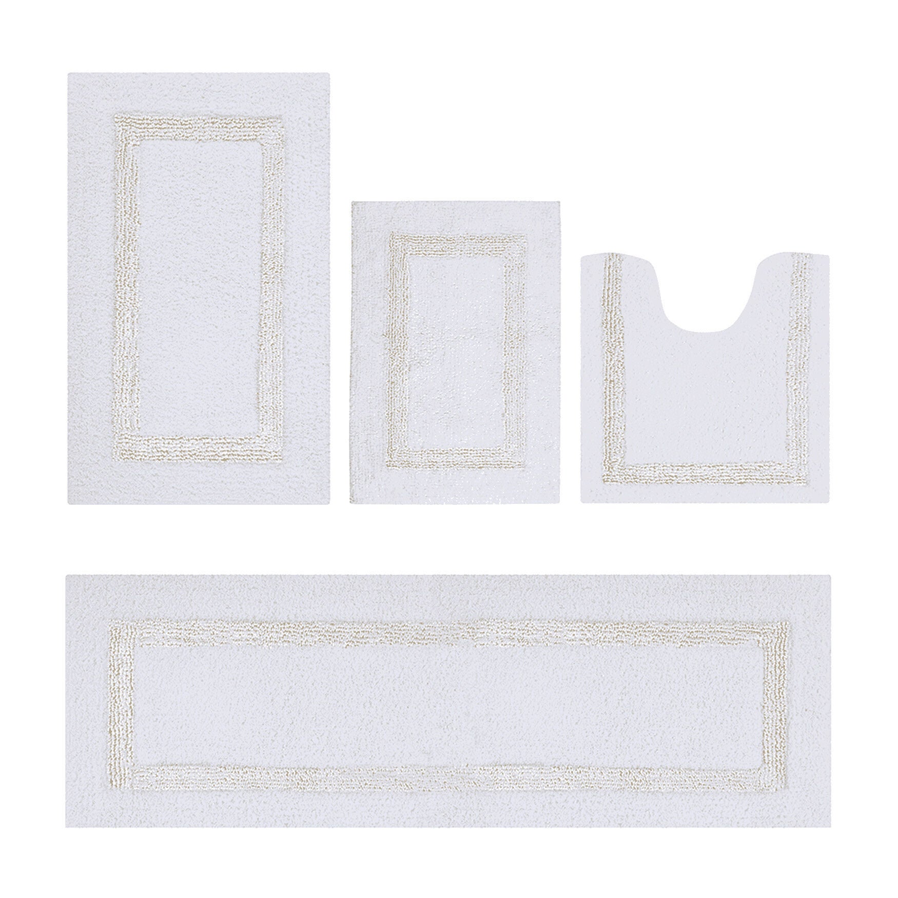 Hotel Collection 100% Cotton 4 Piece (17 inches X 24 inches | 20 inches X 20 inches | 21 inches X 34 inches | 20 inches X 60 inches) Bath Rug Set, WHITE IVORY, hi-res image number 0
