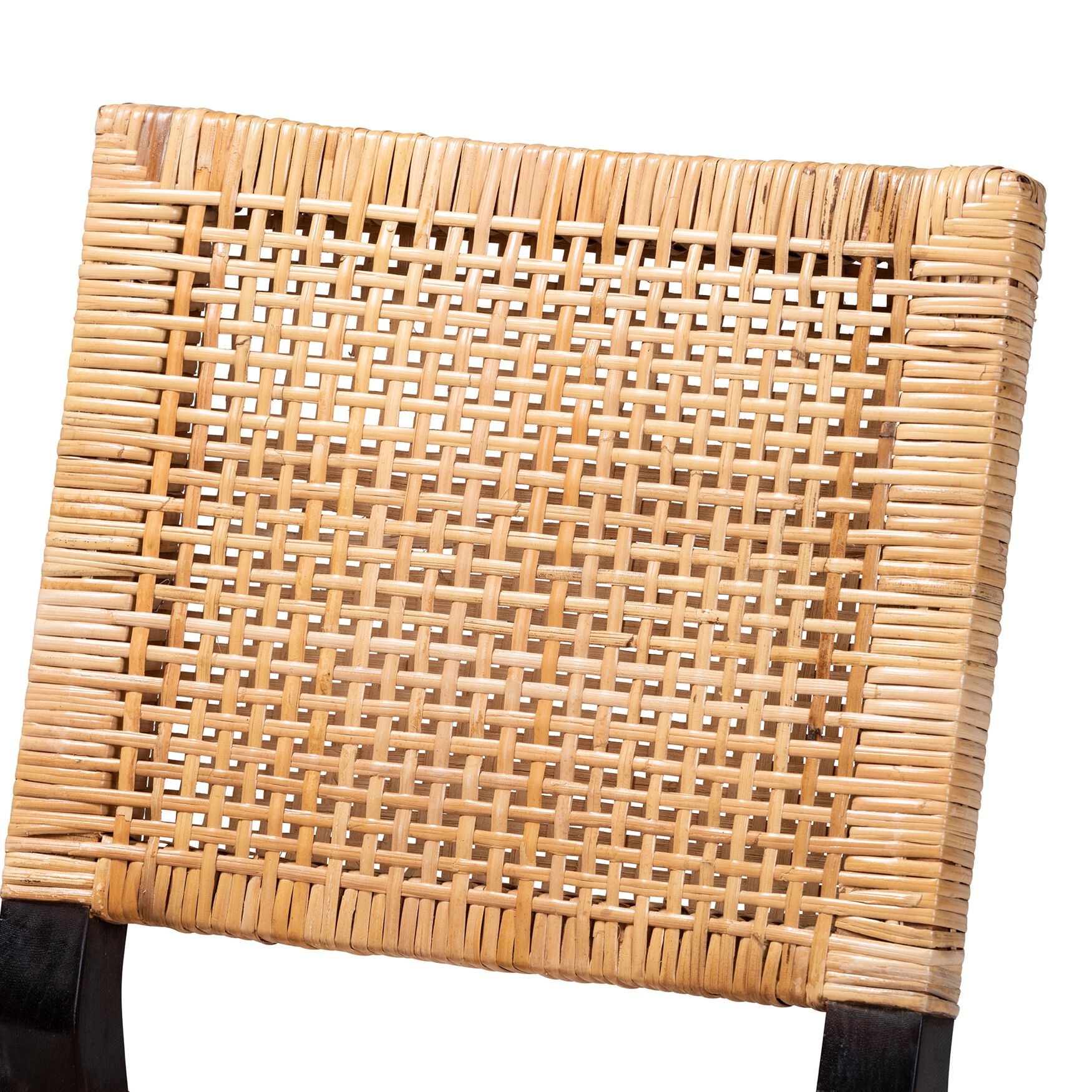 Lesia Modern Bohemian Natural Brown Rattan and Espresso Brown Mahogany Wood Dining Chair, , alternate image number 10