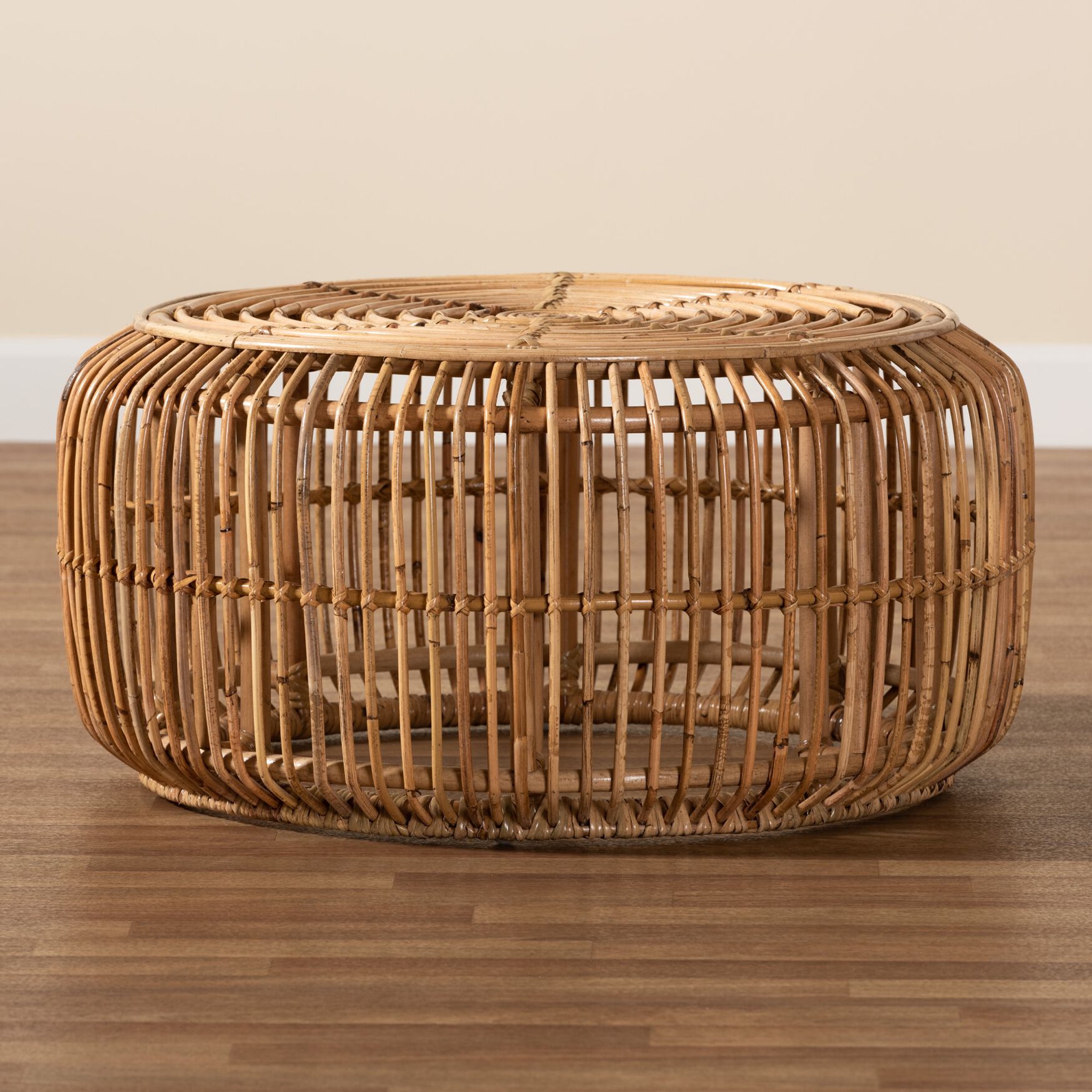 Aliane Modern Bohemian Natural Brown Antique Rattan Coffee Table, , alternate image number 5