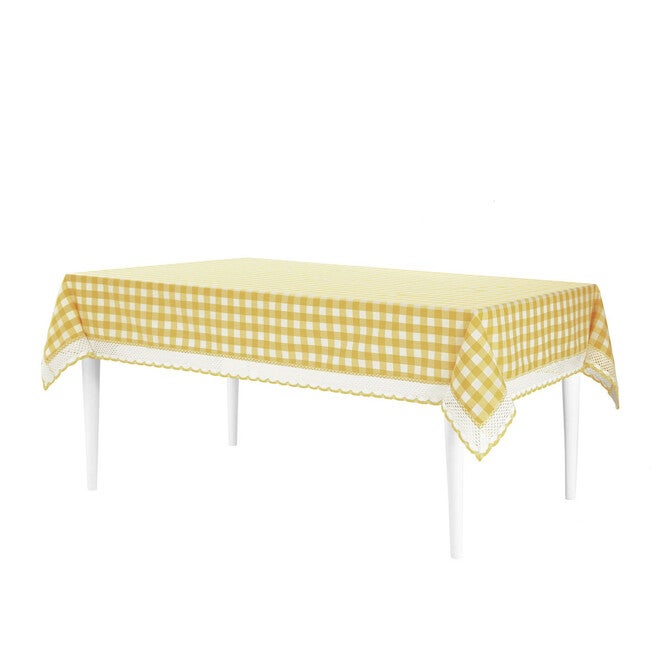 Buffalo Check Tablecloth - 60-in x 84-in, YELLOW, hi-res image number 0