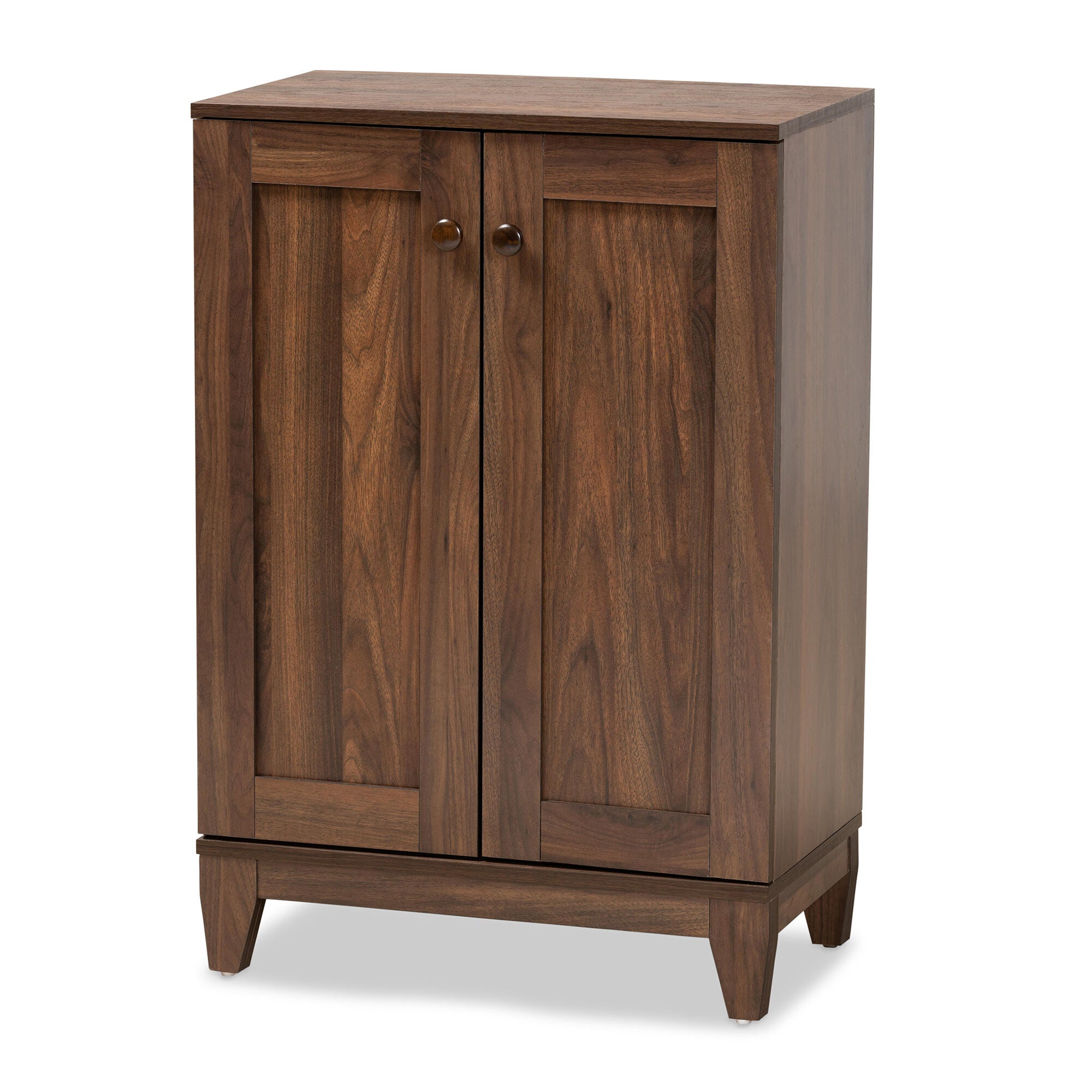 Nissa Modern and Contemporary Walnut Brown Finished Wood 2-Door Shoe Storage Cabinet, WALNUT BROWN, alternate image number 1