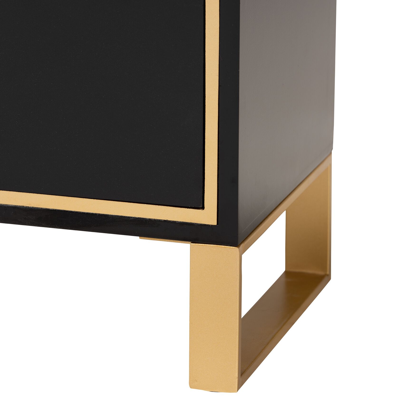 Giolla Contemporary Glam And Luxe Black Finished Wood And Gold Metal 2-Drawer Nightstand, , alternate image number 5