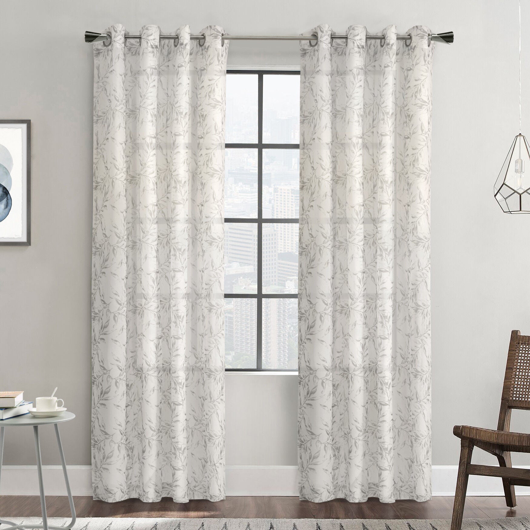 Jenny Light Filtering Grommet Curtain Panel, GREY, hi-res image number 0