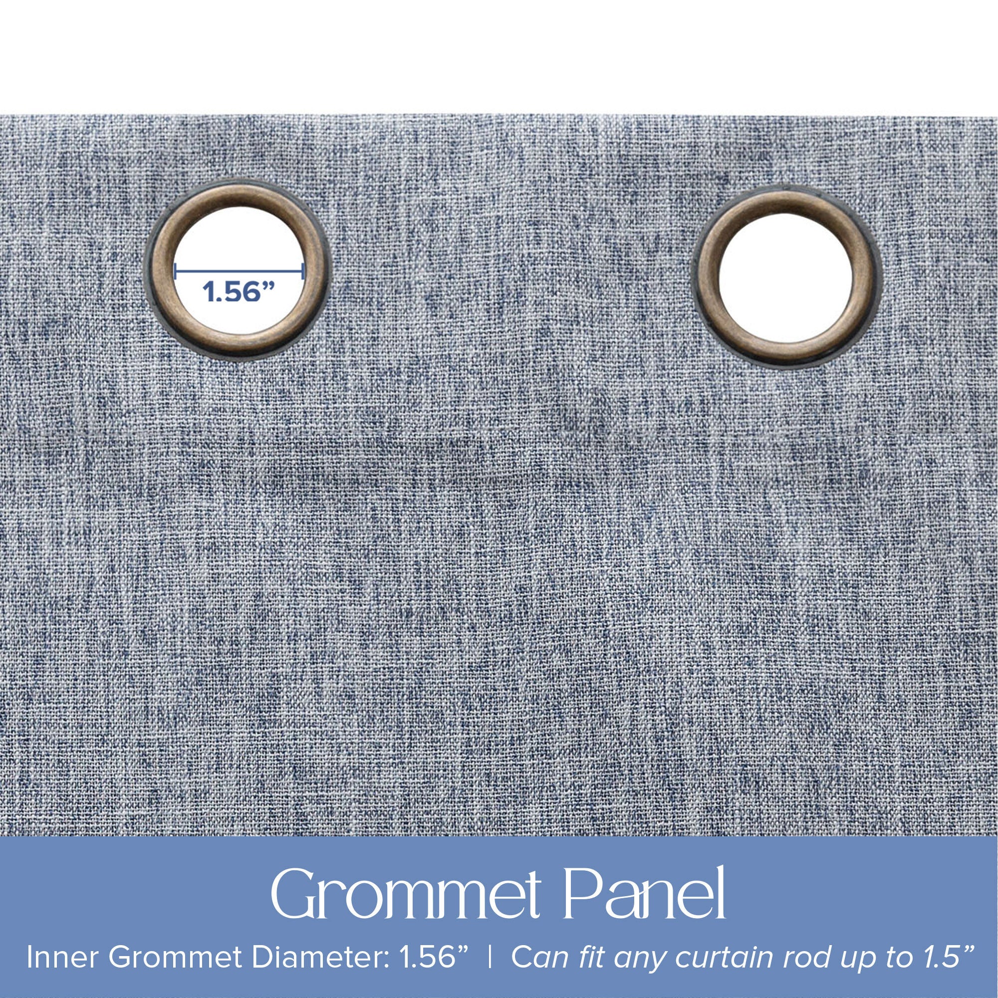 Linen Texture 100% Blackout Grommet Pair, HEATHER BLUE, alternate image number 3