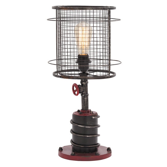 Set Of 2 Red Metal Industrial Accent Lamp, RED, hi-res image number 0