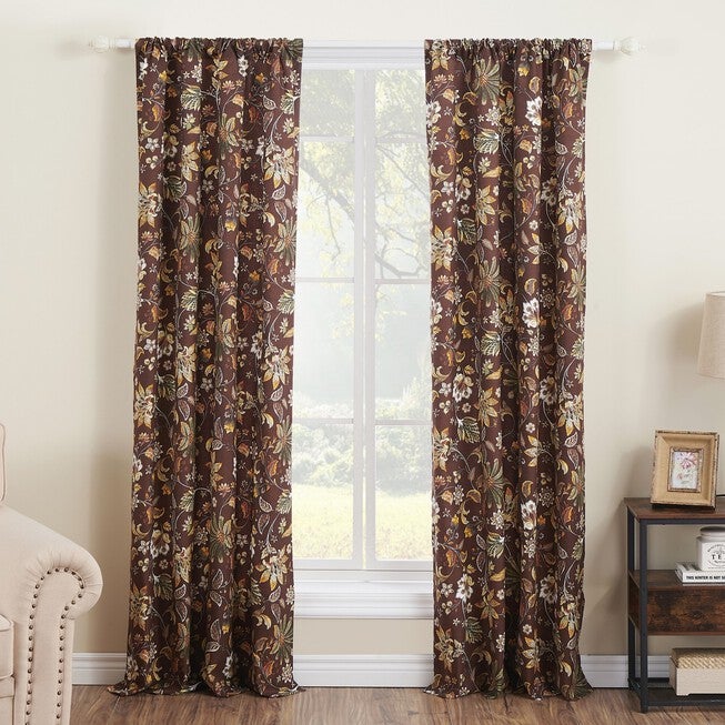 Audrey Window Curtain Panel Pair, CHOCOLATE, hi-res image number 0