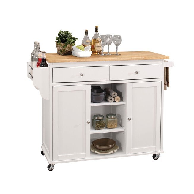 Kitchen Cart, NATURAL WHITE, hi-res image number 0