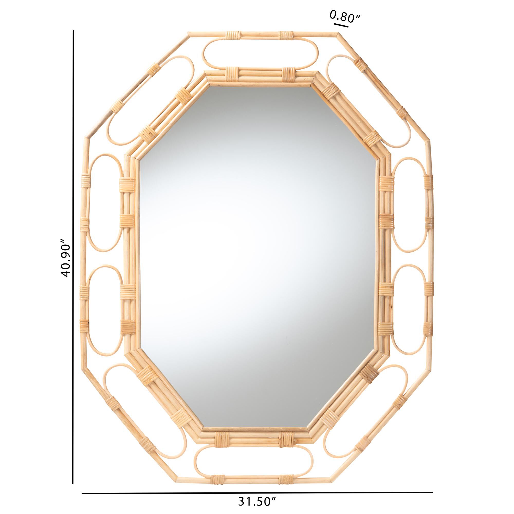 Remedy Octagonal Natural Rattan Wall Mirror, NATURAL, alternate image number 4
