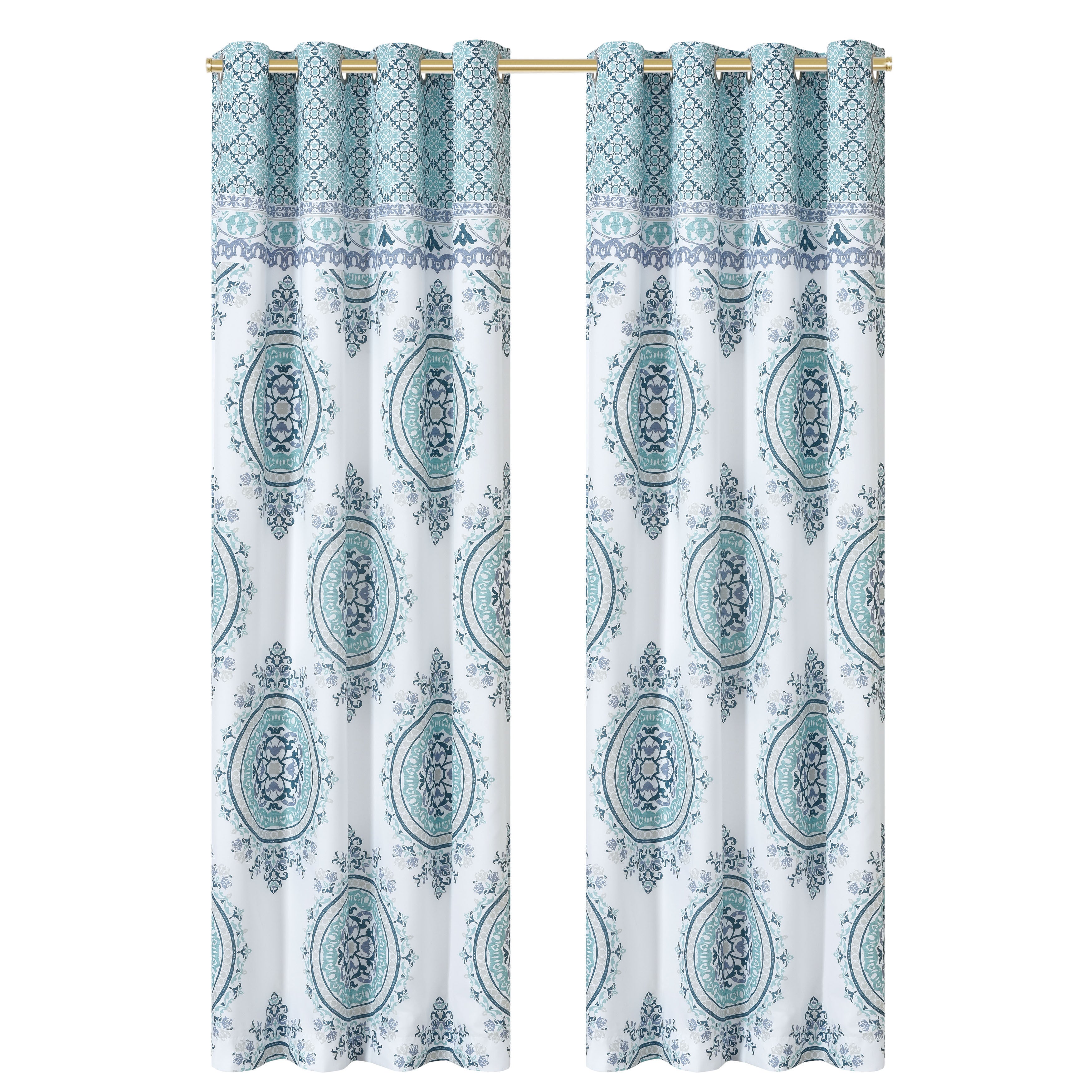 Afton 84 Inch Grommet Panel Pair, BLUE, alternate image number 1