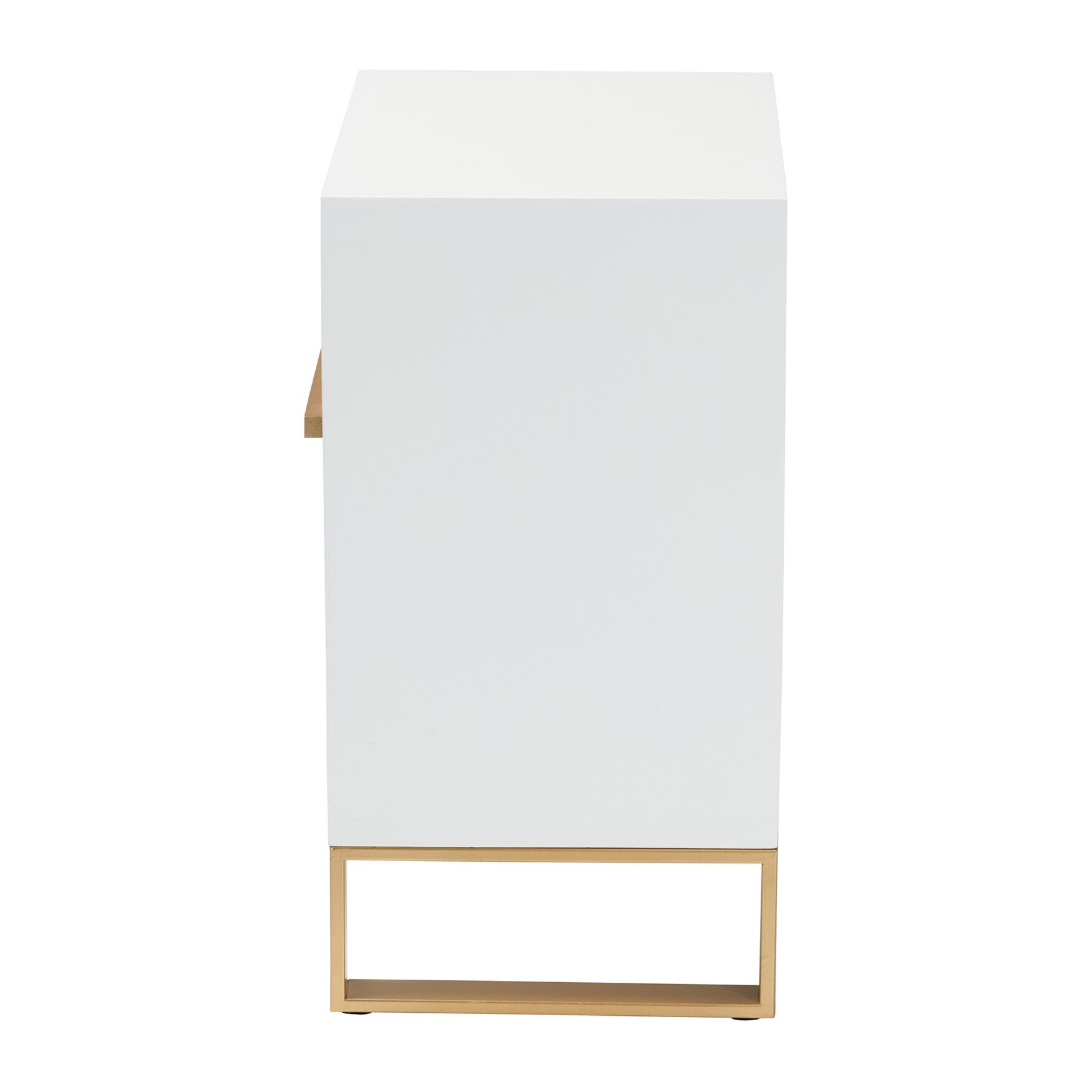 Giolla Contemporary Glam And Luxe White Finished Wood And Gold Metal 2-Drawer Nightstand, , alternate image number 3