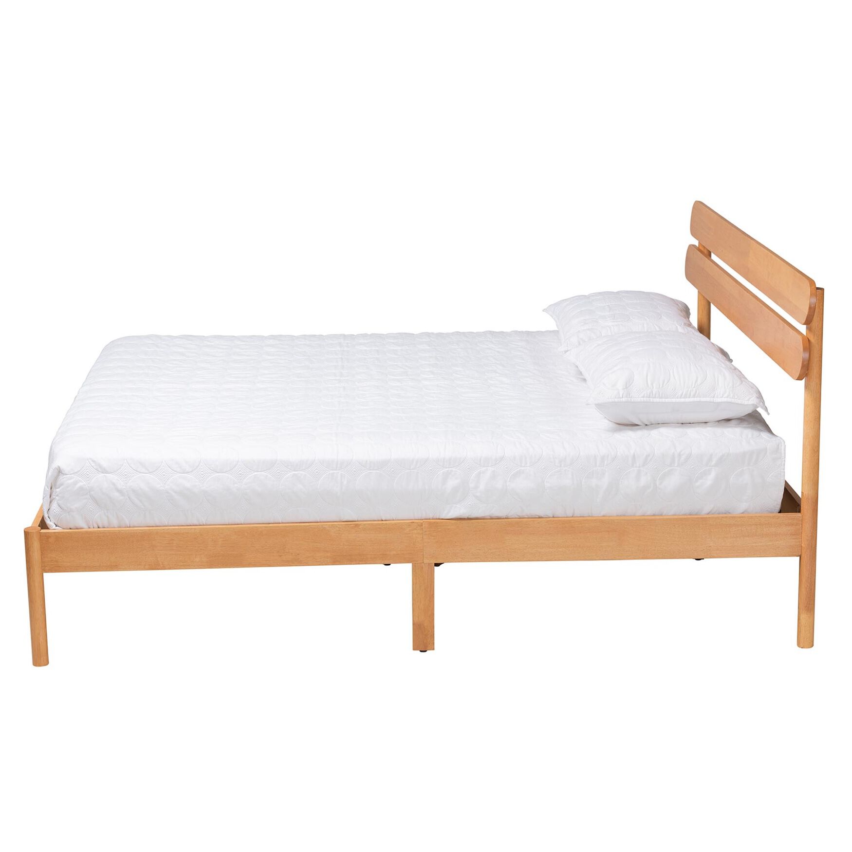 Quincia Japandi Sandy Brown Finished Wood Queen Size Platform Bed, , on-hover image number 1