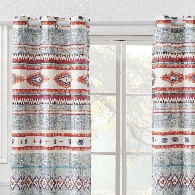 Kiva Western Boho Curtain Panels, Set Of 2 With Tiebacks, , alternate image number null