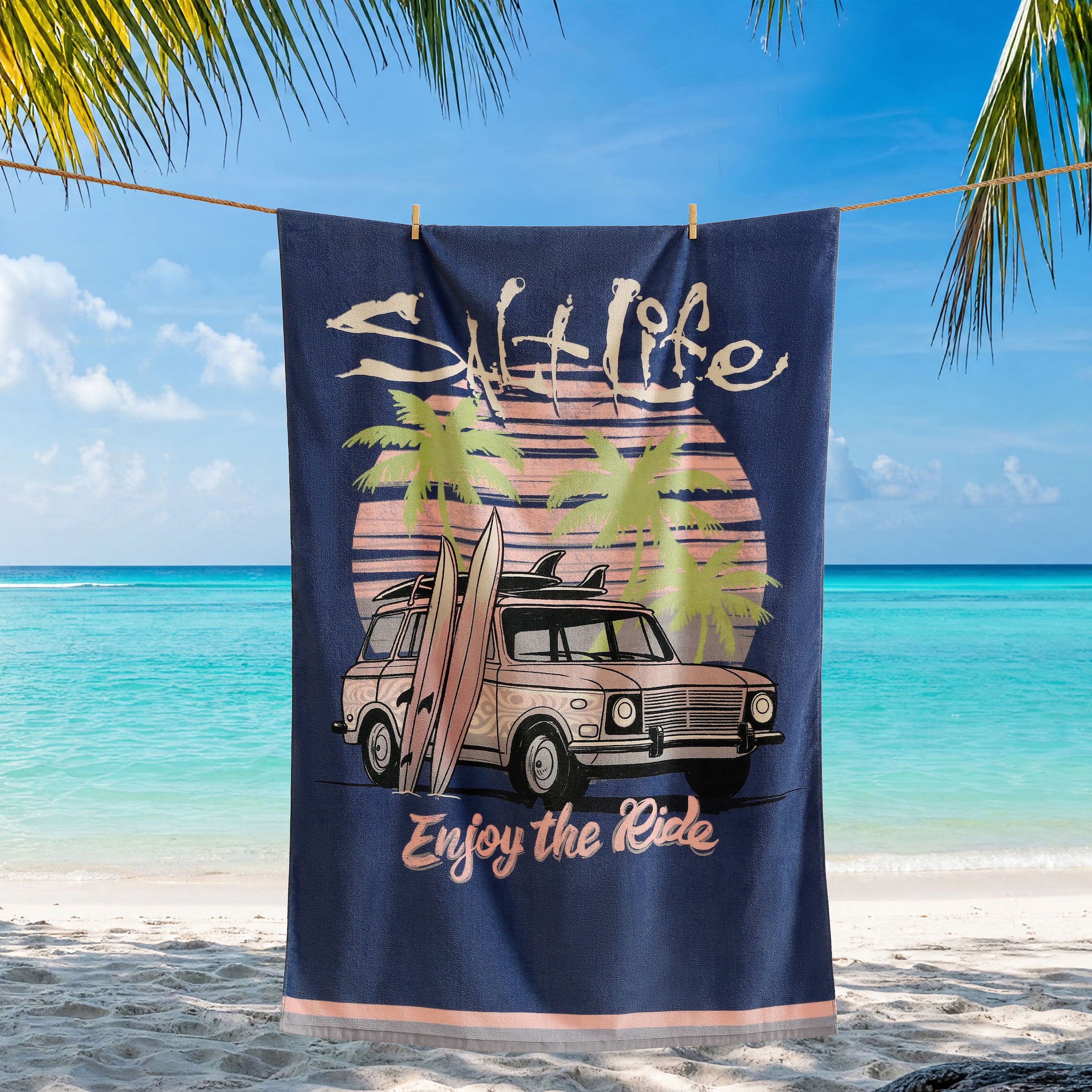 Adventure Vibe Beach Towel, INDIGO, alternate image number 1