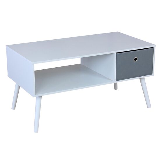 Home Basics Coffee Table with Non-Woven Bin, WHITE, hi-res image number null