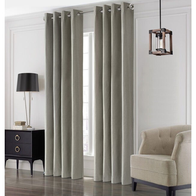 Edison Blackout Grommet Curtain Panel, LIGHT GREY, hi-res image number 0