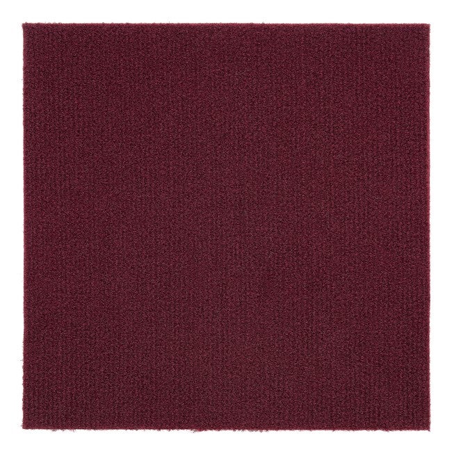 Nexus 12 inches x 12 inches Self Adhesive Carpet Floor Tile - 12 Tiles/12 sq. Ft., BURGUNDY, hi-res image number null