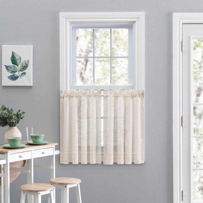 Cotton Voile Tailored Tier Pair, NATURAL, hi-res image number 0