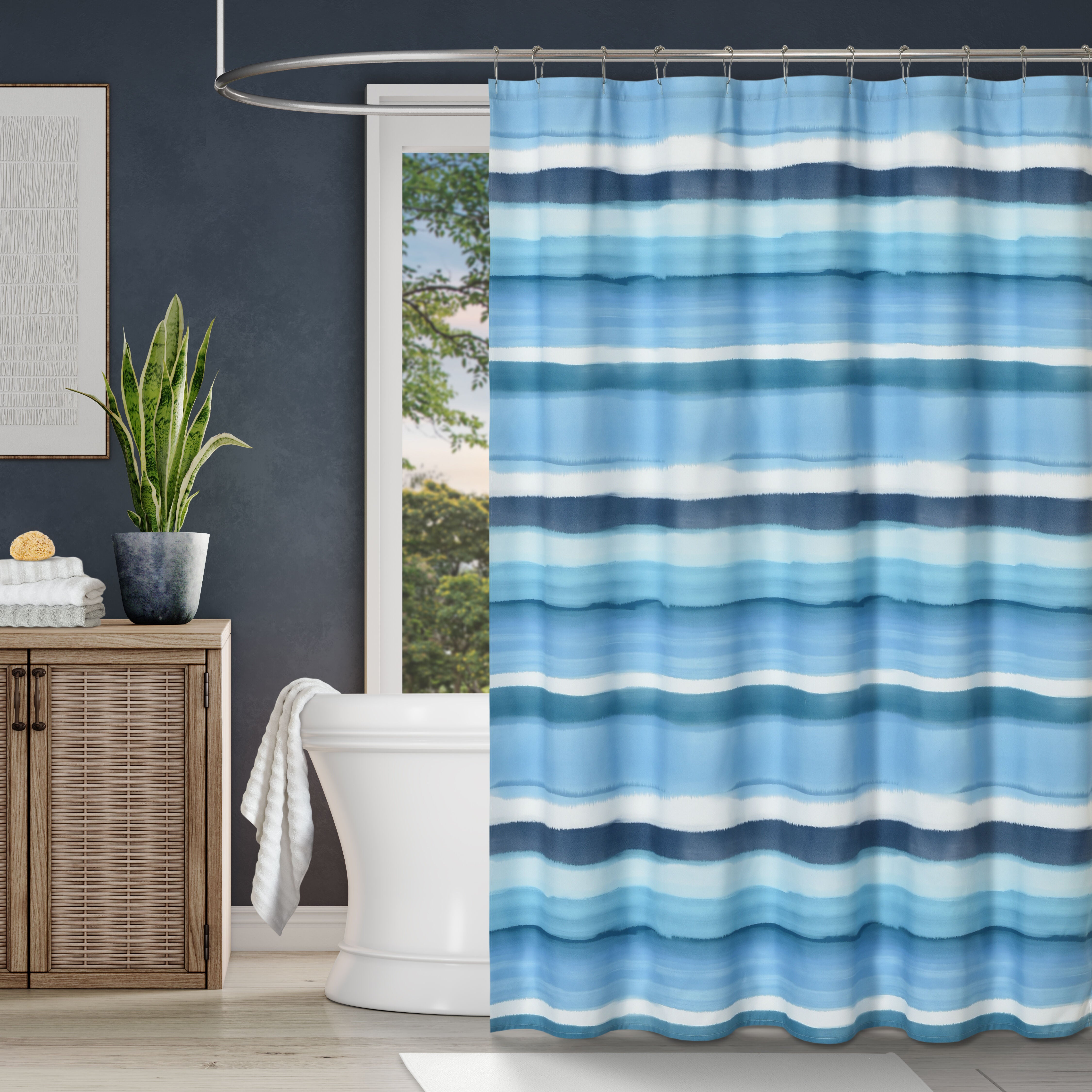 BALBOA SHOWER CURTAIN, TEAL, hi-res image number 0