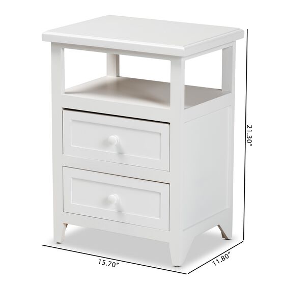 Karsen Modern And Contemporary White Finished Wood 2-Drawer Nightstand, , alternate image number null