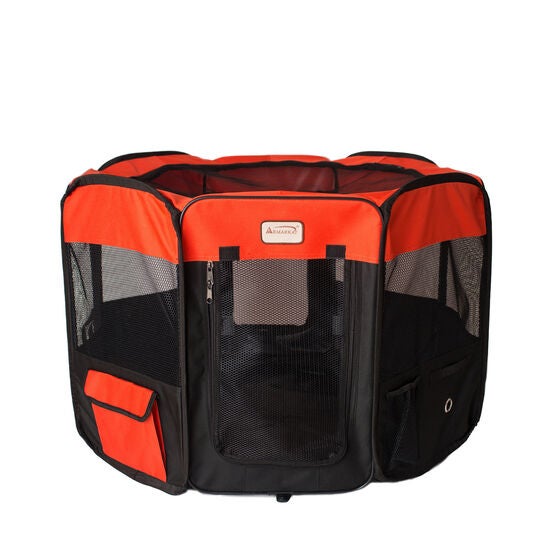 Portable Pet Dog Kitten Playpen In Black And Red Combo, , alternate image number null