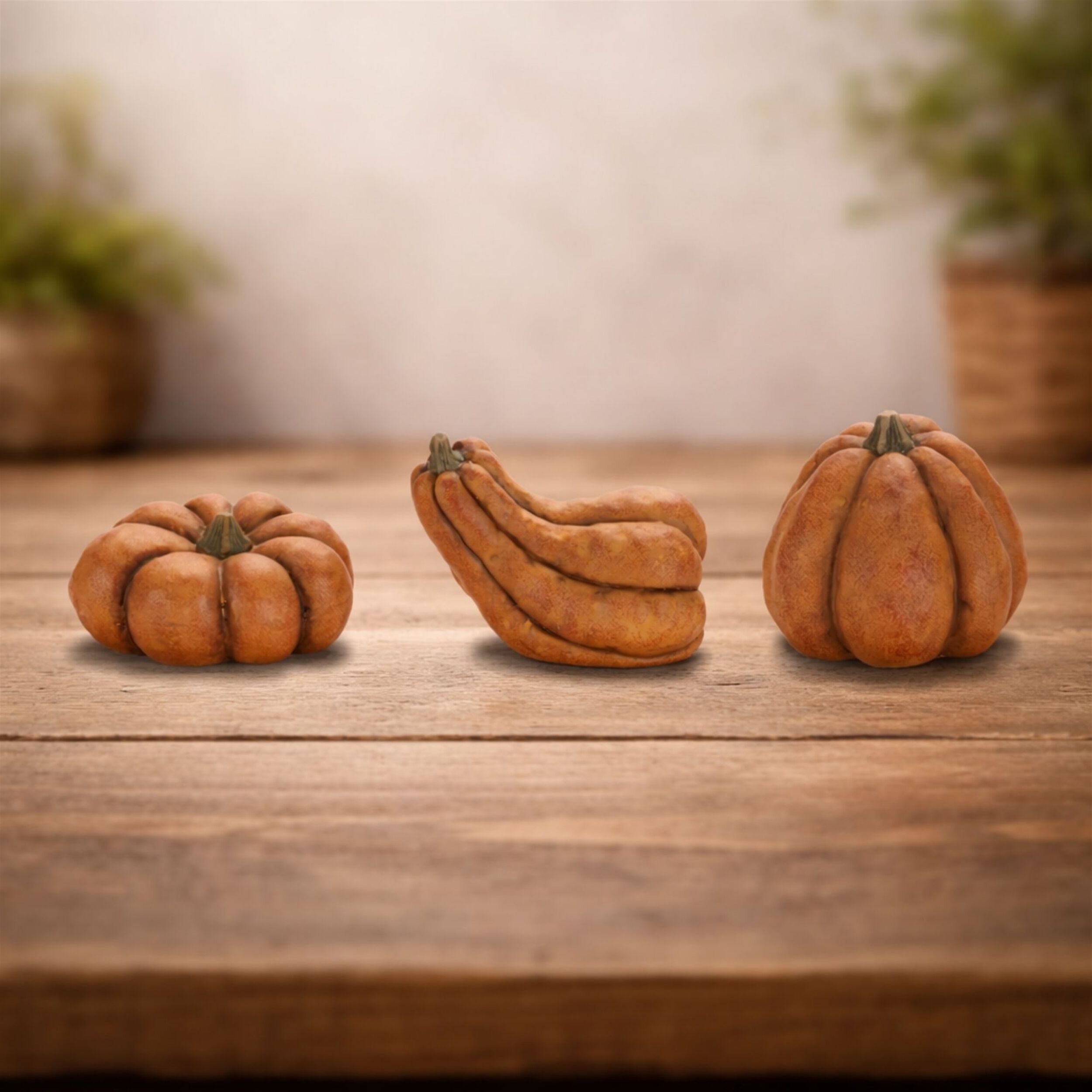 Rustic Terra Cotta Pumpkin Decor (Set of 3), ORANGE, alternate image number 2
