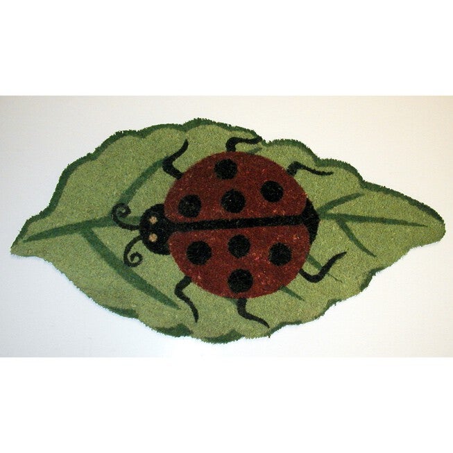 Ladybug Leaf Shape Coir Mat With Vinyl Backing Floor Coverings, MULTI, hi-res image number null