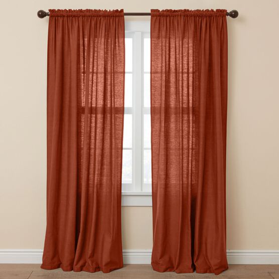 Poly Cotton Canvas Rod-Pocket Panel, TERRACOTTA, hi-res image number null