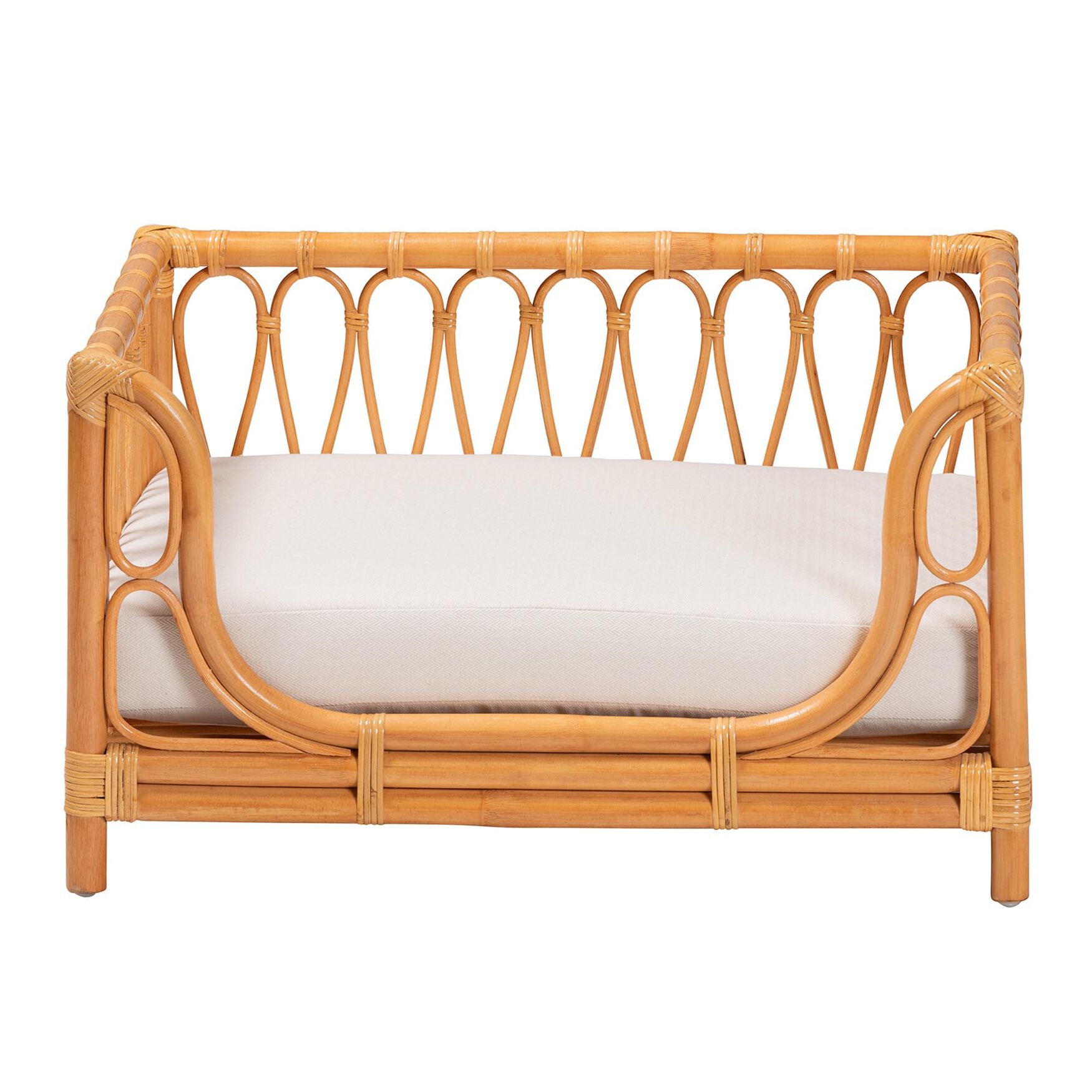 Kierra Bohemian Honey Rattan Pet Bed, , on-hover image number 1