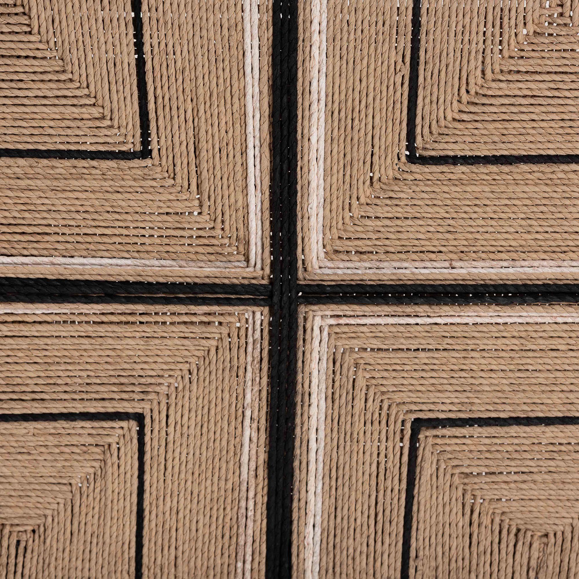 Prita Woven Paper Loom Bench with Mahogany Wood Frame, BLACK, alternate image number 5