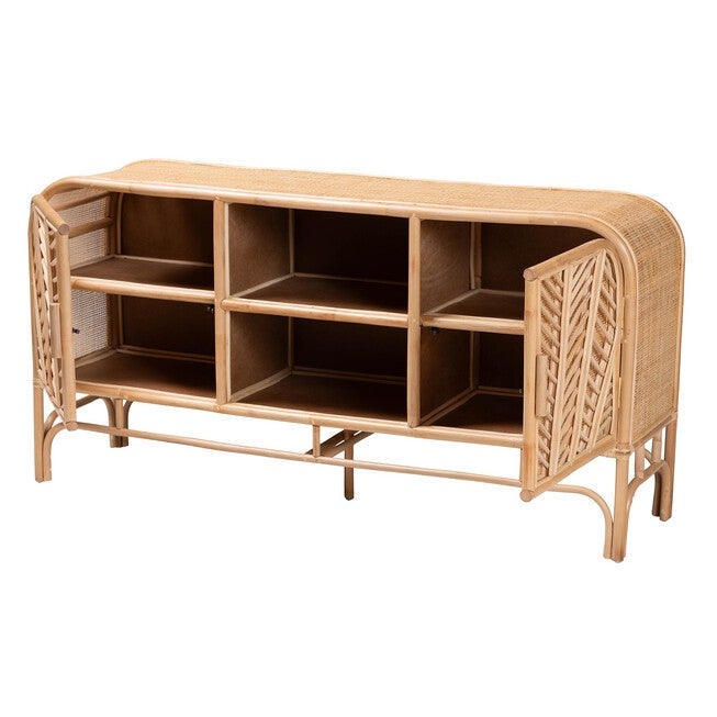Carabella Bohemian Natural Rattan 2-Door Storage Cabinet, , on-hover image number null