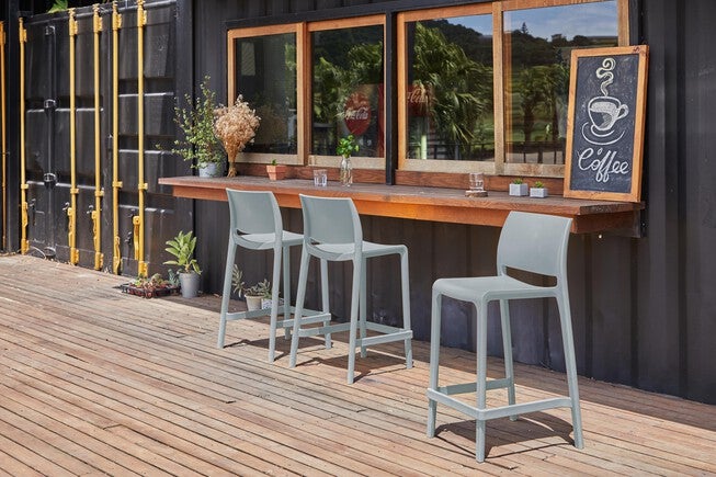 SET OF 2 SENSILLA OUTDOOR STACKABLE COUNTER STOOLS, BABY BLUE, hi-res image number 0