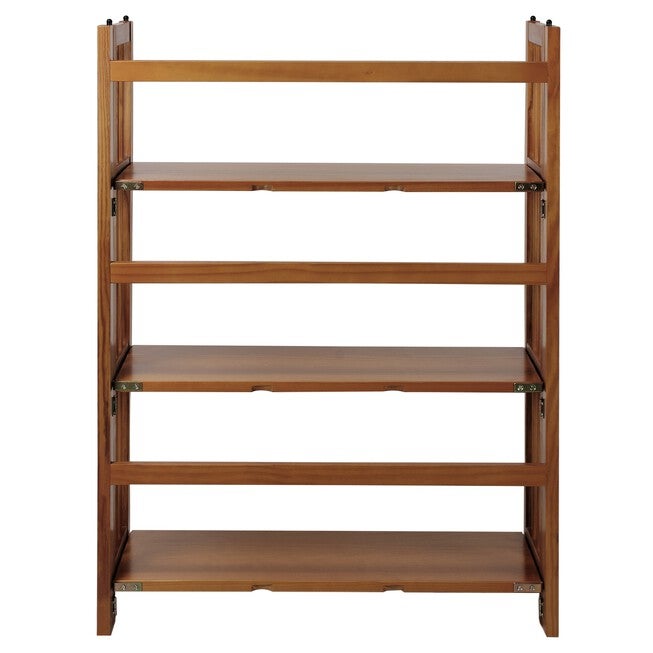 3-Shelf Folding Stackable Bookcase 27.5 inches Wide - Chestnut, , alternate image number 3
