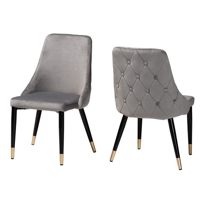 Giada Contemporary Glam And Luxe 2-Piece Dining Chair Set, GREY BLACK GOLD, hi-res image number 0
