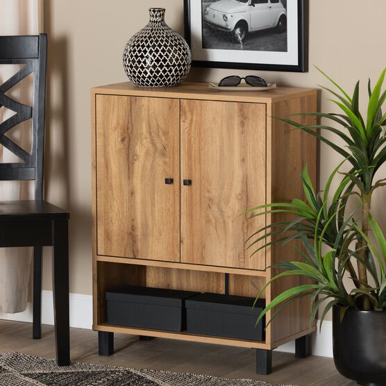 Rossin Wood 2-Door Entryway Shoe Storage Cabinet W Bottom Shelf Furniture, , alternate image number null