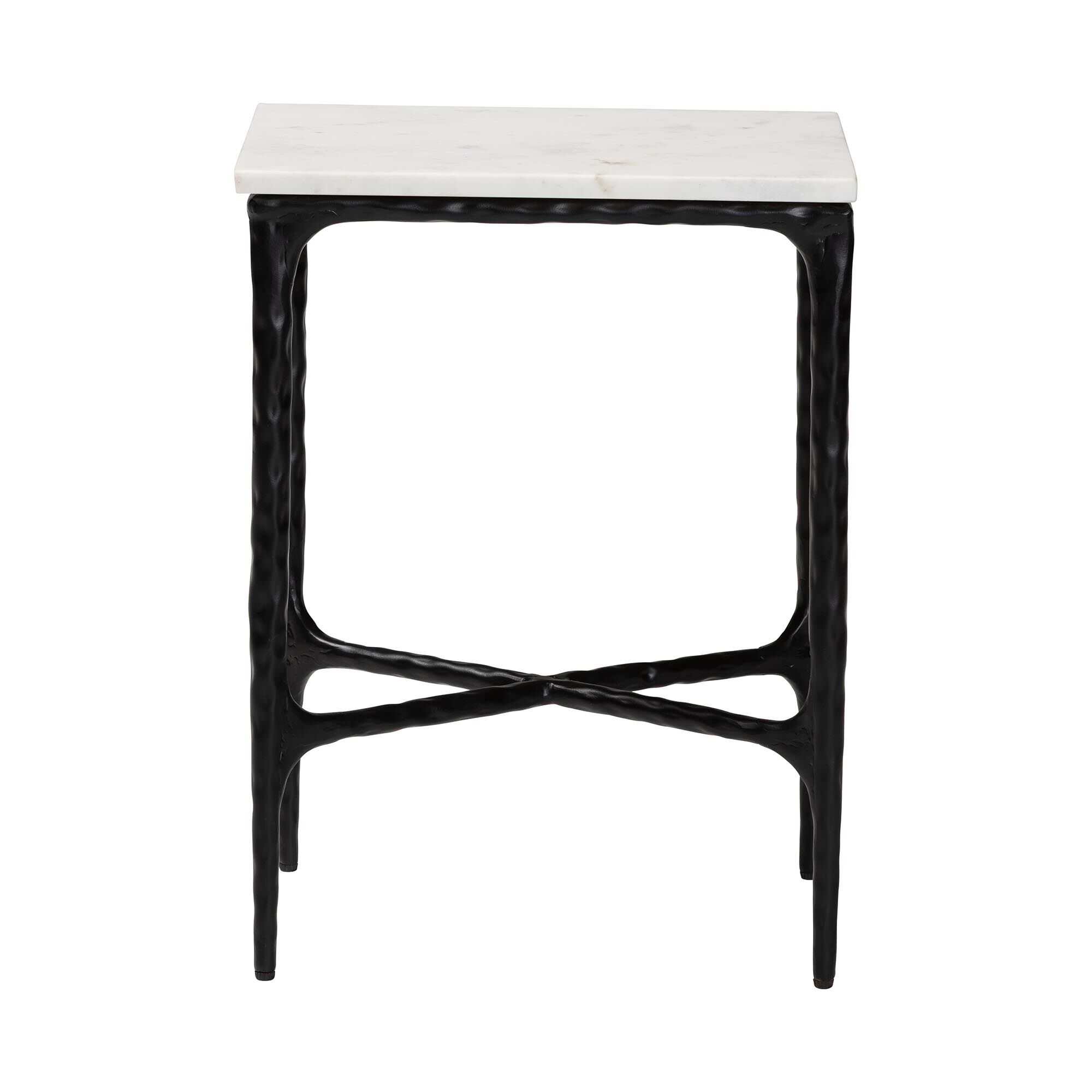 Akanji Marble Rectangle End Table, WHITE, alternate image number 2