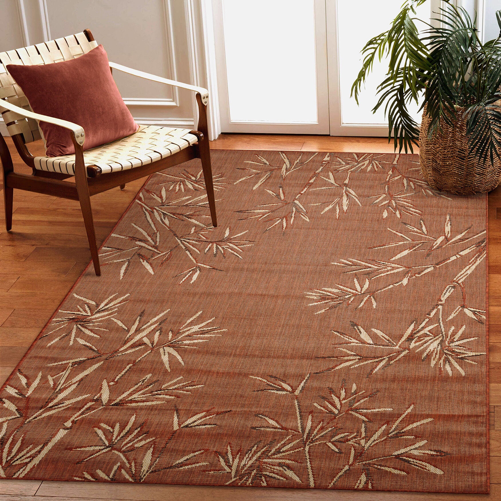 Carmel Bamboo Border Indoor/Outdoor Area Rug Chili, , alternate image number 3