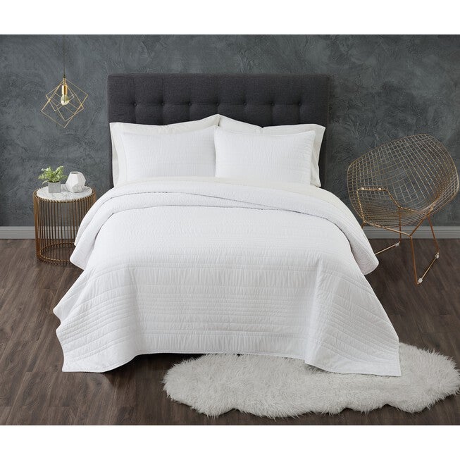 Antimicrobial 3 Piece Quilt Set, WHITE, hi-res image number 0
