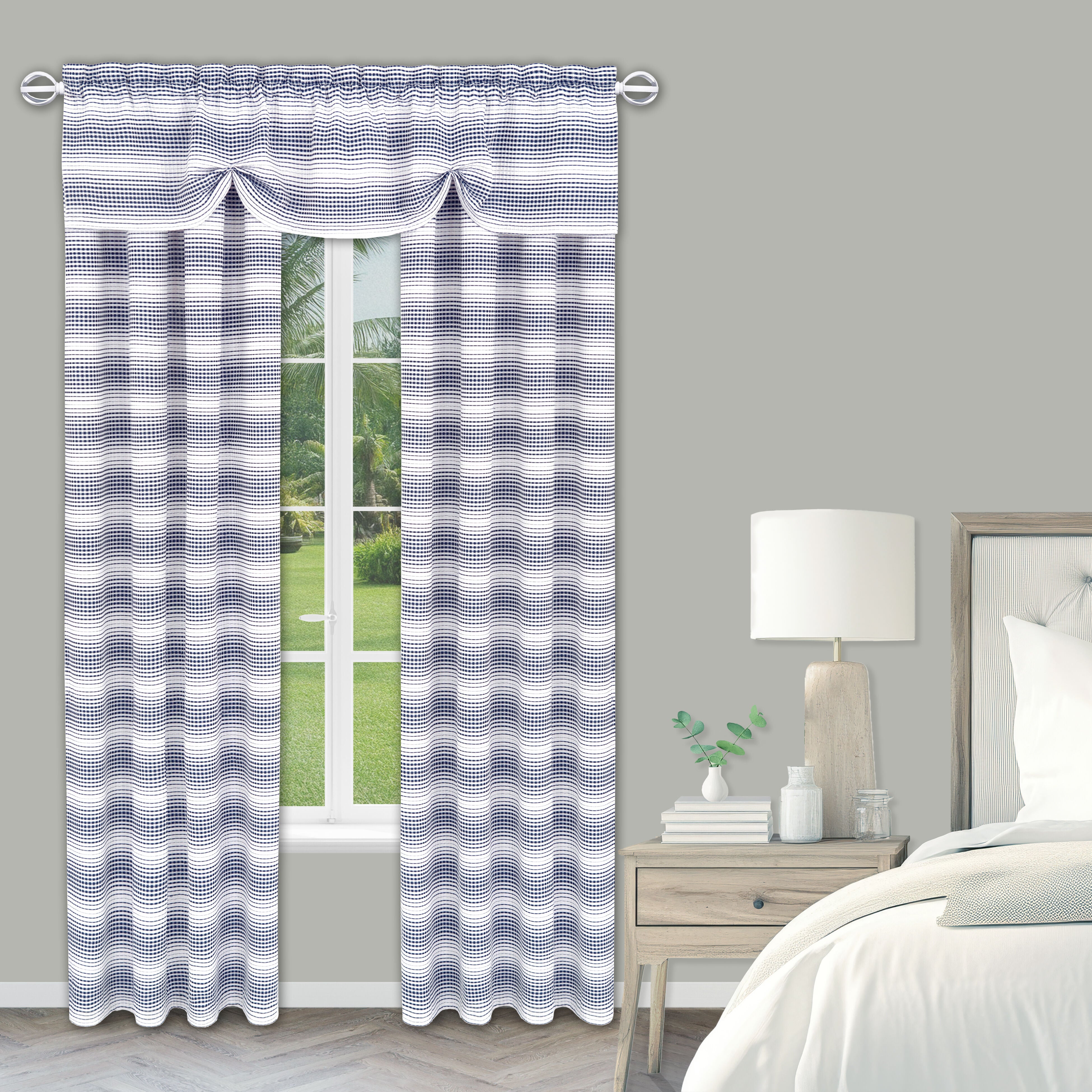 Gramercy Rod Pocket Window Curtain Panel, NAVY, alternate image number 2