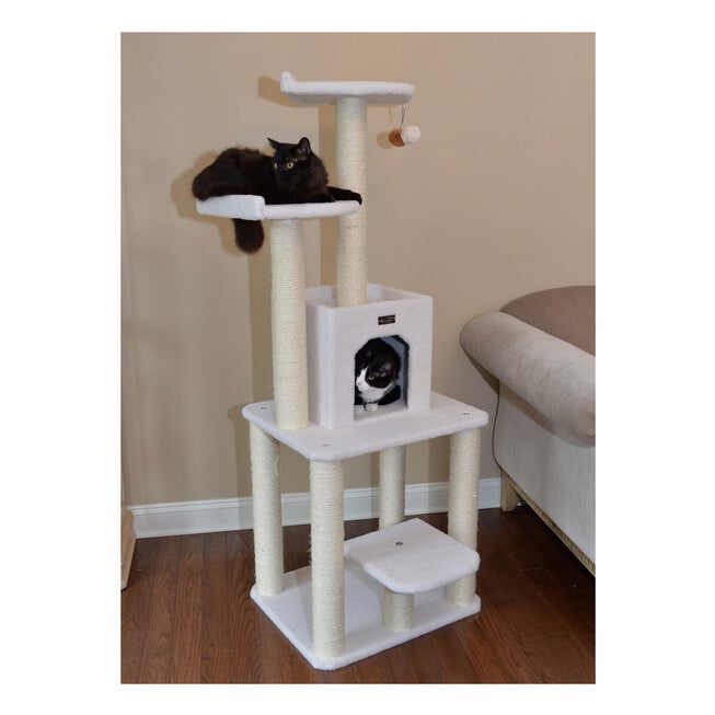Classic 62 inches Real Wood Cat Tree With Levels, Condo And Two Perches, , alternate image number null