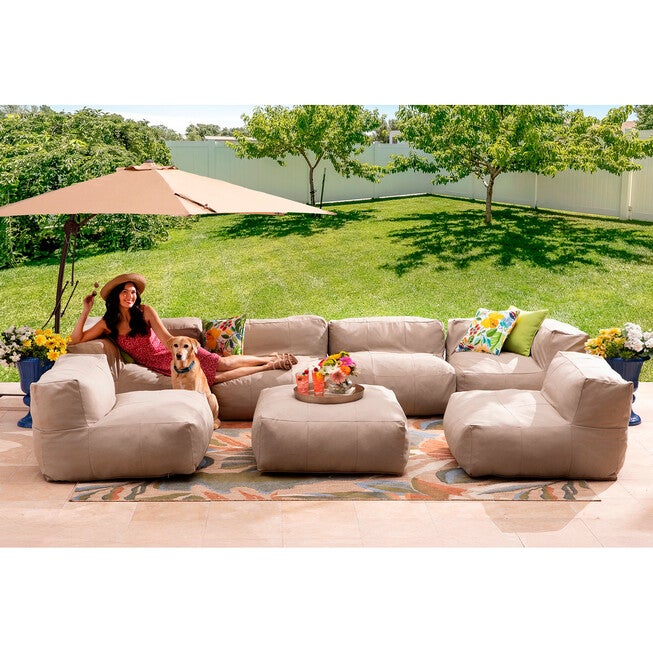 Santorini Modular Single Deep Seat Chair, TAUPE, on-hover image number null