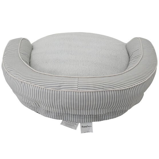 Stripe Printing poly-cotton bolster with detachable faux fur cushion, Small Size, , alternate image number null