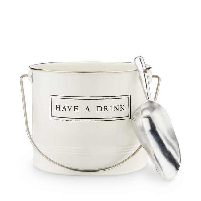 Have A Drink Ice Bucket And Scoop, WHITE, hi-res image number null