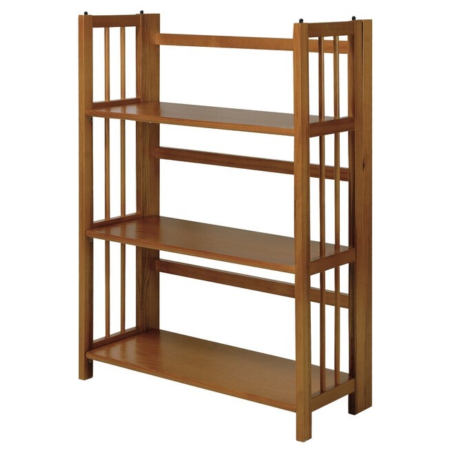 3-Shelf Folding Stackable Bookcase 27.5 inches Wide - Chestnut, CHESTNUT, hi-res image number 0