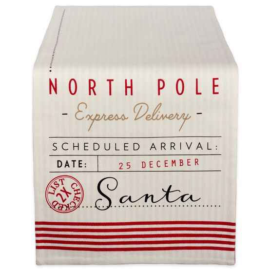 Santa's Workshop Table Runner 14x108, RED, hi-res image number null