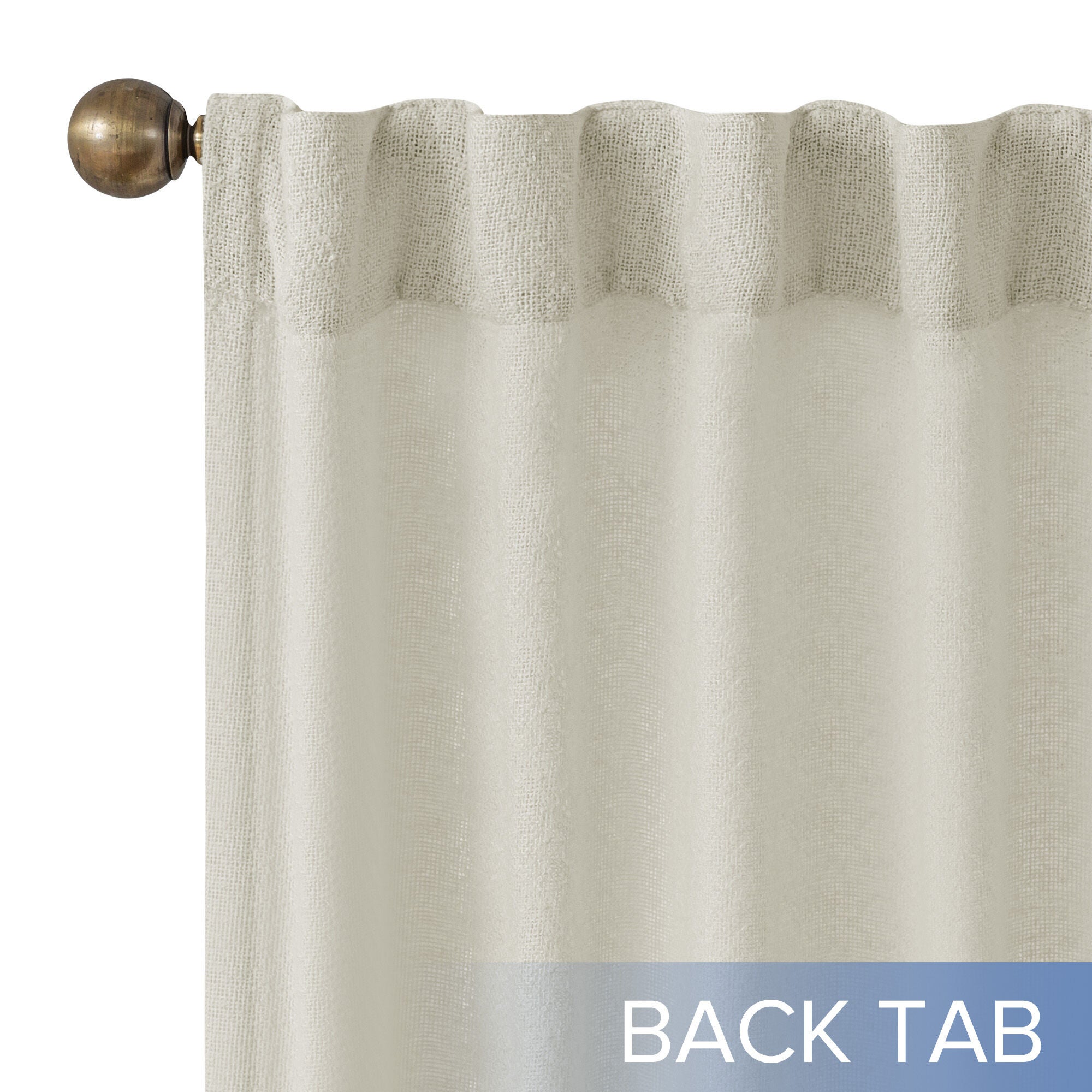 Boucle Sheer Back Tab Single Panel, NATURAL, alternate image number 2