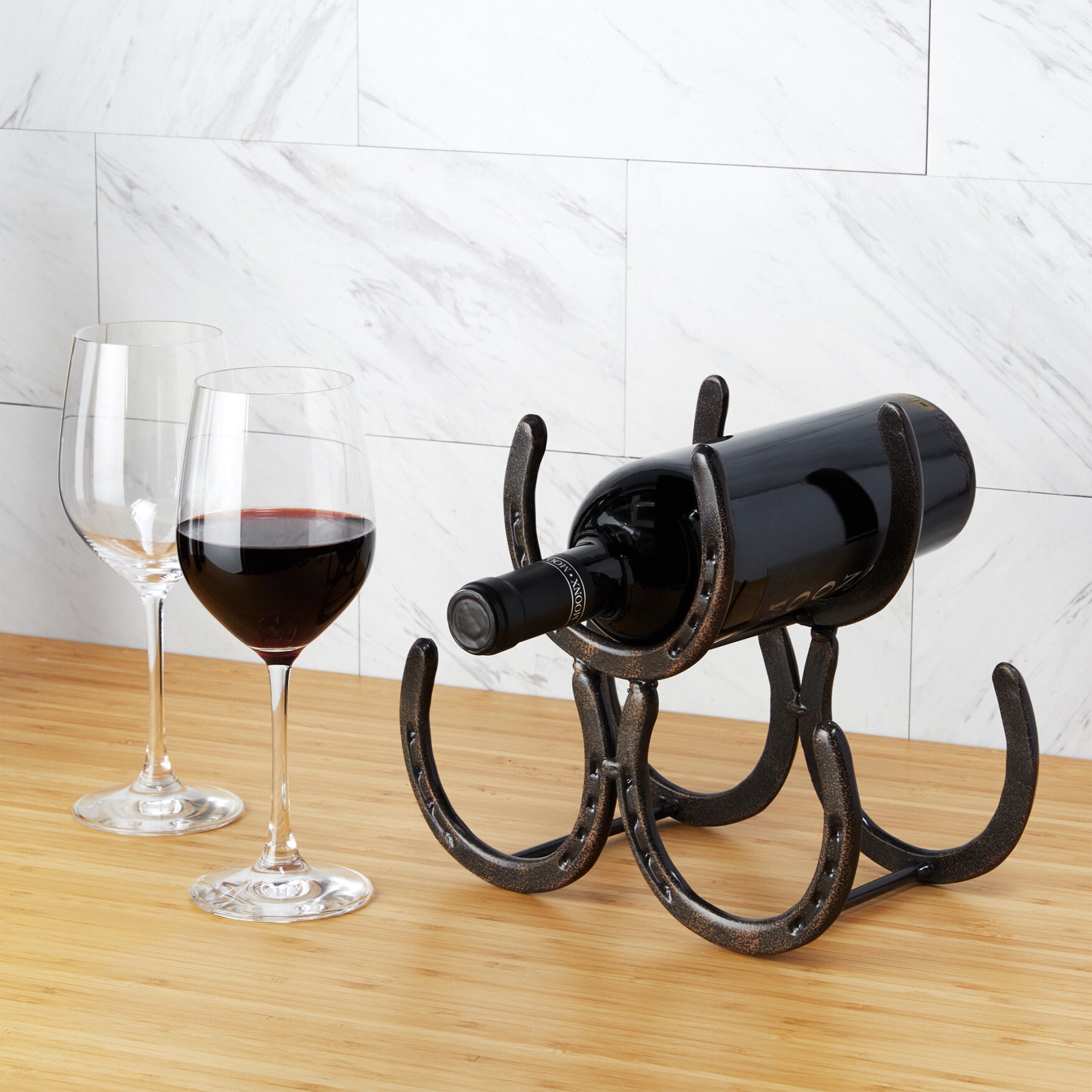 Horseshoe 3 Bottle Metal Wine Rack, , on-hover image number 1